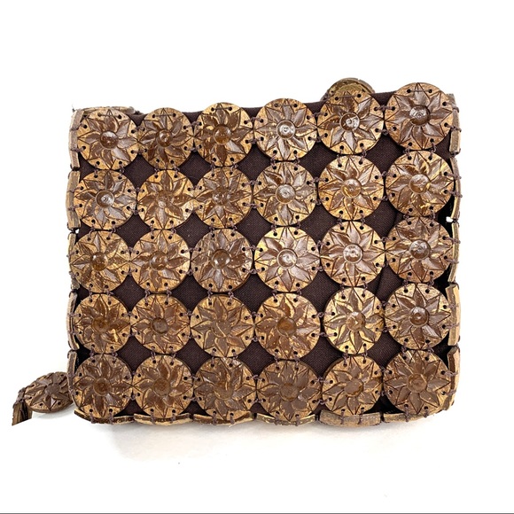 Unbranded Sun Carved Brown Coconut Small Square Shoulder Bag Made in Thaland - Picture 4 of 10